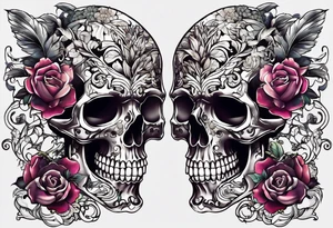 Wedding of two skeletons tattoo idea