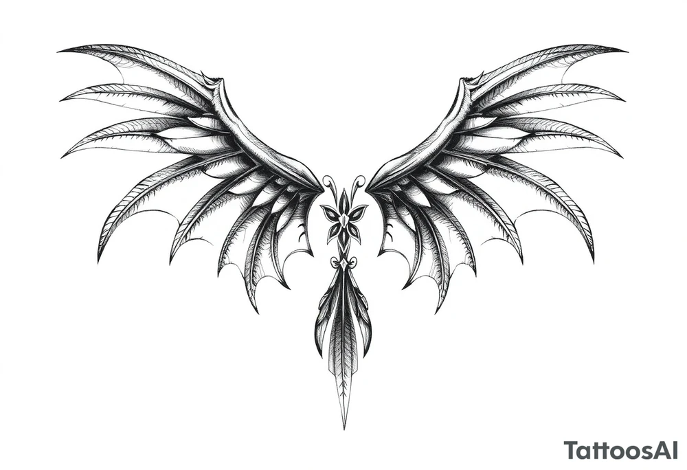 Angel devil feathers tattoo idea