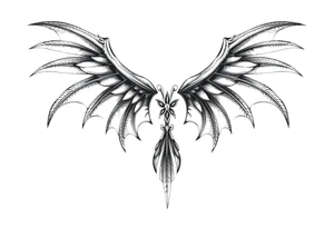 Angel devil feathers tattoo idea