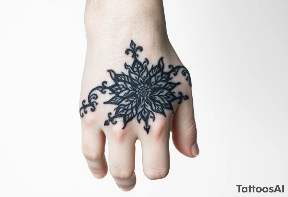 Ornamental Blackwork Von den Fingern über die ganze Hand bis zum Ellenbogen tattoo idea