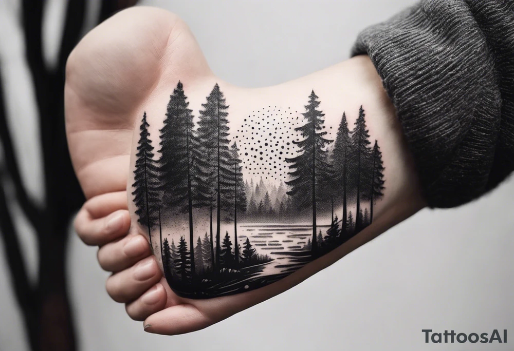 forest, abstract, on hand, no people tattoo idea