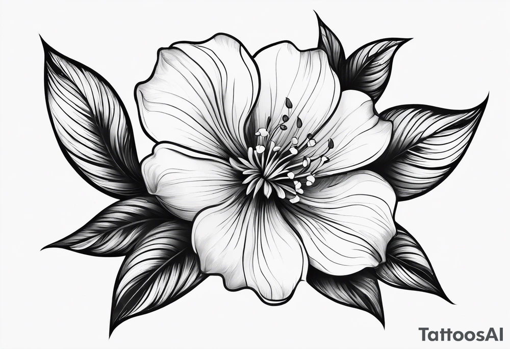 Small curve flower tattoo to go behind the ear with hanging pieces tattoo idea