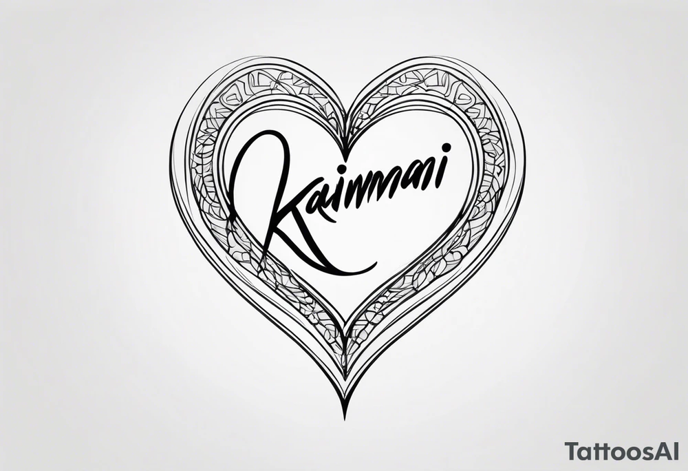Small tattoo with the name: kaimani with a heart tattoo idea