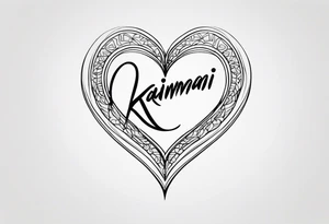 Small tattoo with the name: kaimani with a heart tattoo idea