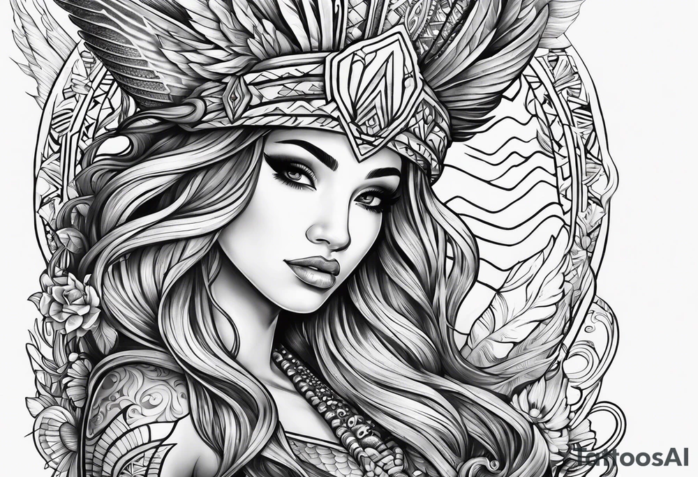 mermaid aztec tattoo idea