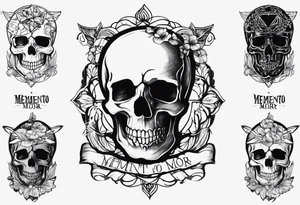 Memento mori writen skull sleeve tattoo design tattoo idea