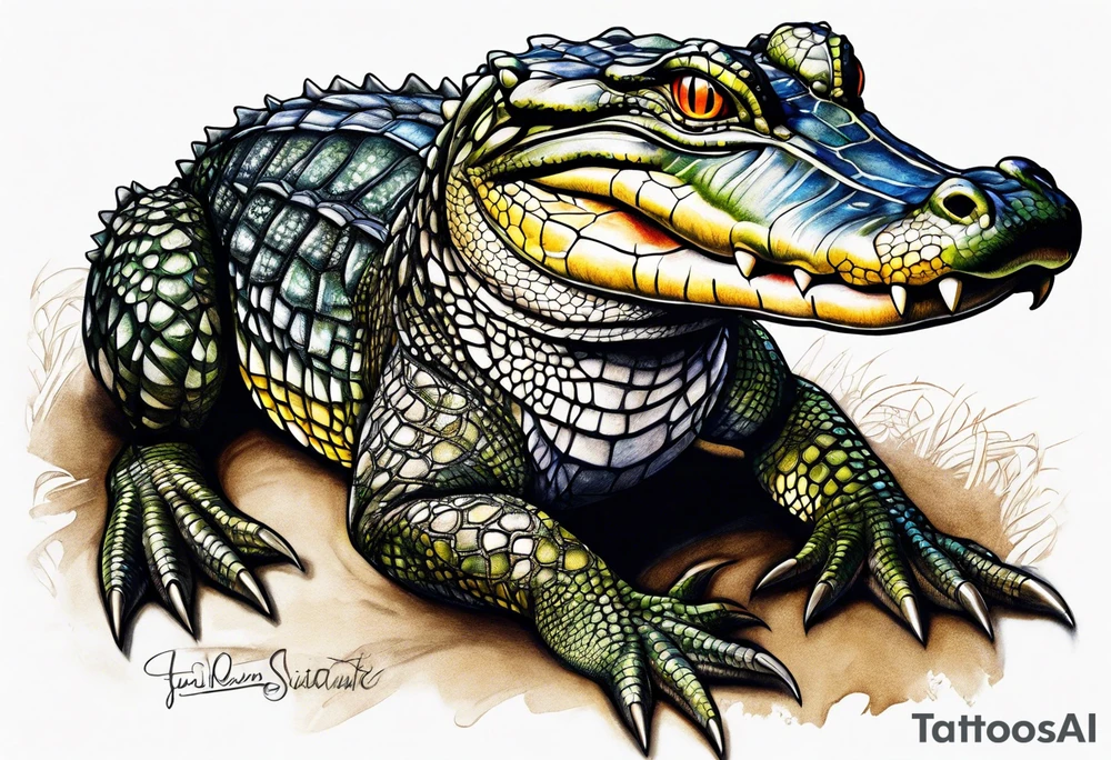 Full body Caiman tattoo idea
