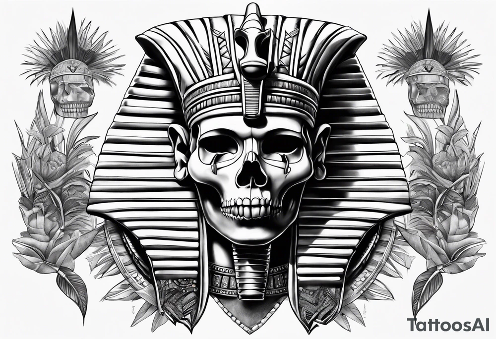 pharaoh skull realistic tattoo idea