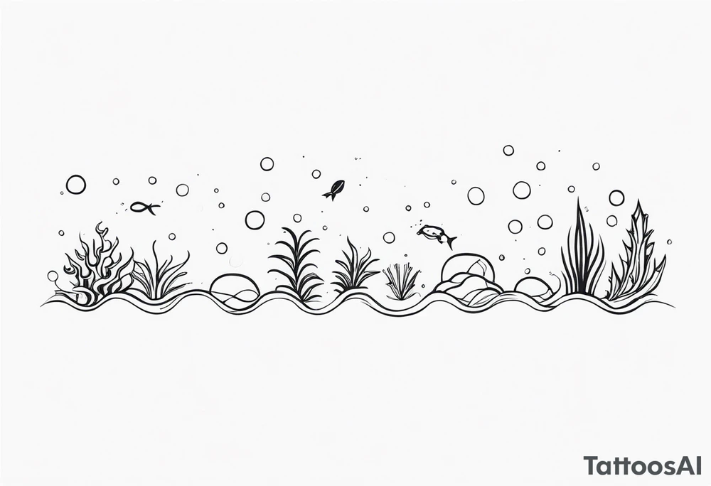 Small sea creatures in a line tattoo idea
