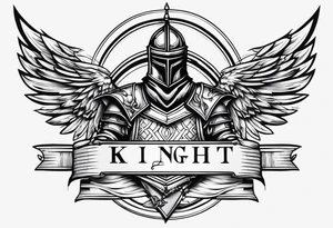 starts with a line then says the word “knight” in the middle and ends with a line at the end tattoo idea