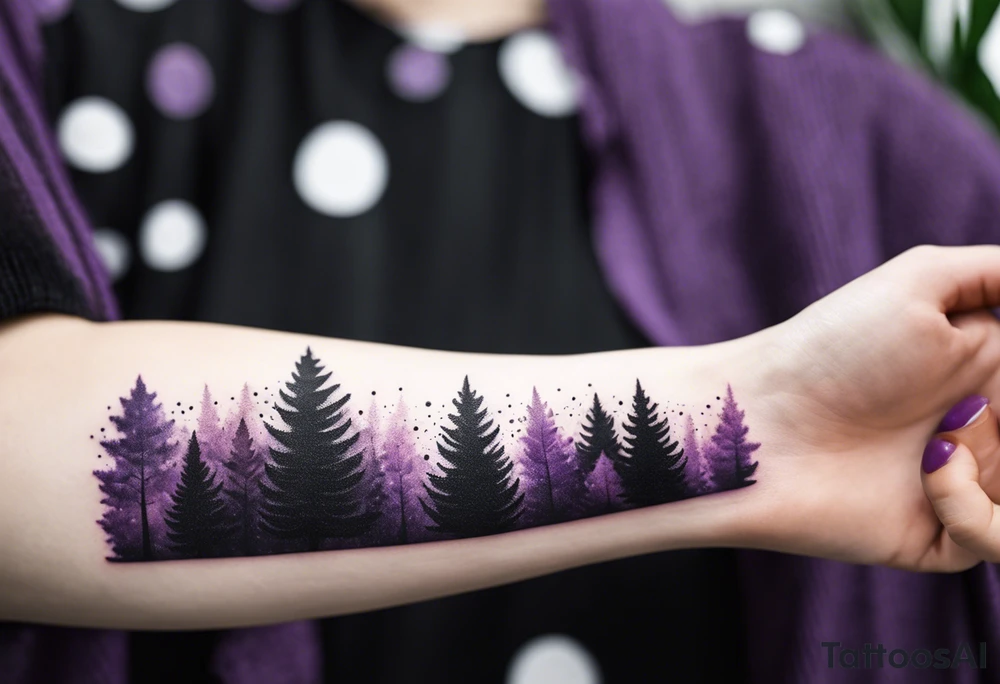 forest, abstract, on hand, no people, purple and black, full, not limited by borders tattoo idea