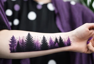 forest, abstract, on hand, no people, purple and black, full, not limited by borders tattoo idea