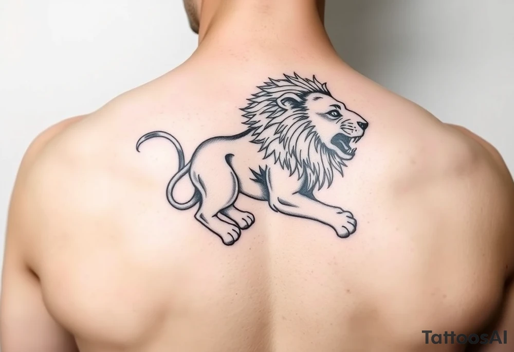 Lion with Quintanar on back tattoo idea