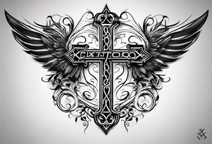 I need a tattoo design that prominently features the letters X and I while incorporating dark gothic 
elements. tattoo idea
