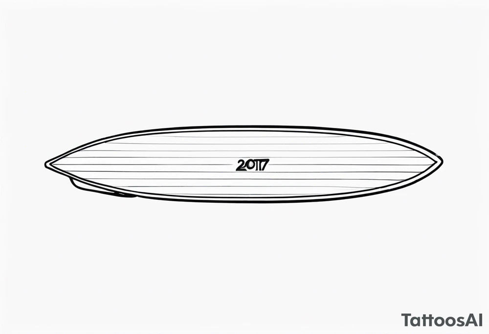 Surfboard outline with the date 25/07 tattoo idea