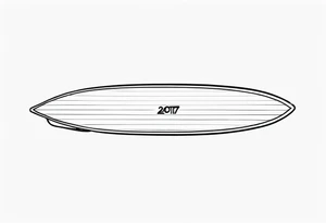 Surfboard outline with the date 25/07 tattoo idea