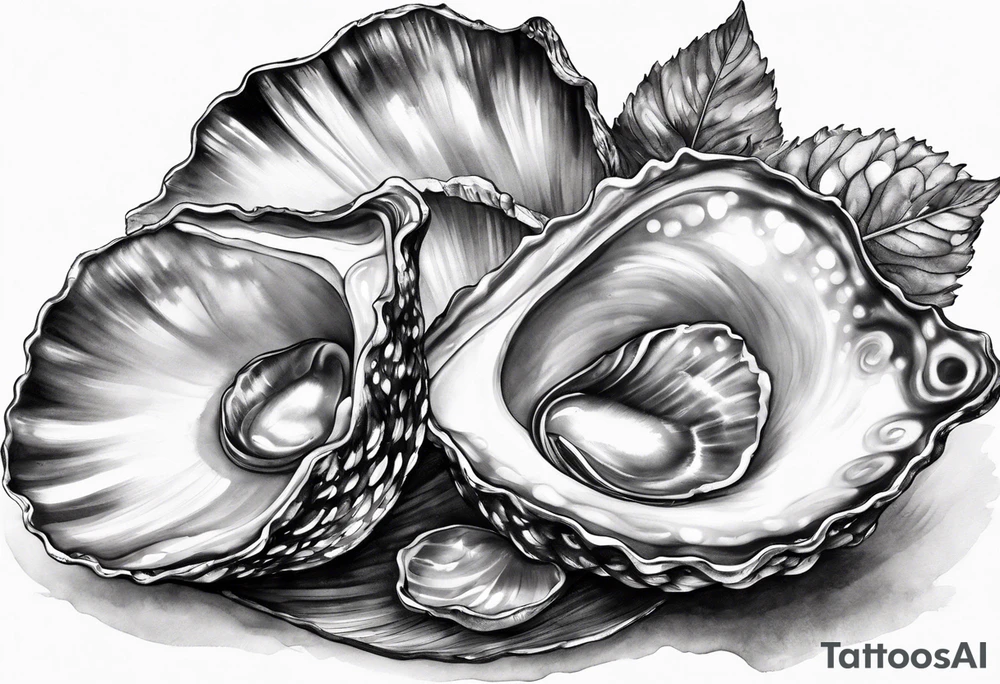 Mother of pearl oyster beautiful tattoo idea