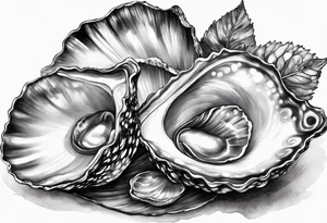 Mother of pearl oyster beautiful tattoo idea