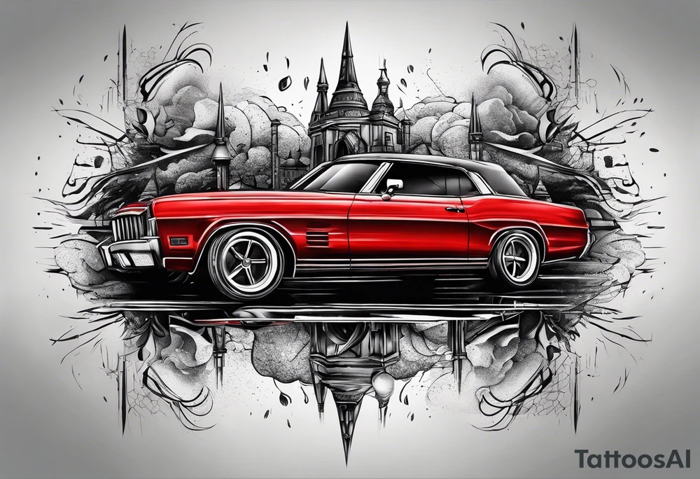 black and red rainy day tattoo idea
