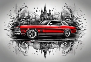 black and red rainy day tattoo idea