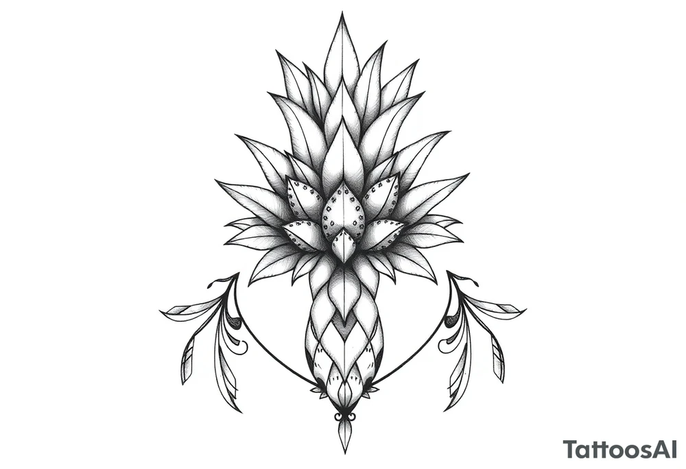 Bushy crown pineapple vagina, design to go over vagina , erotic vagina area design, anus to be at the bottom tattoo idea