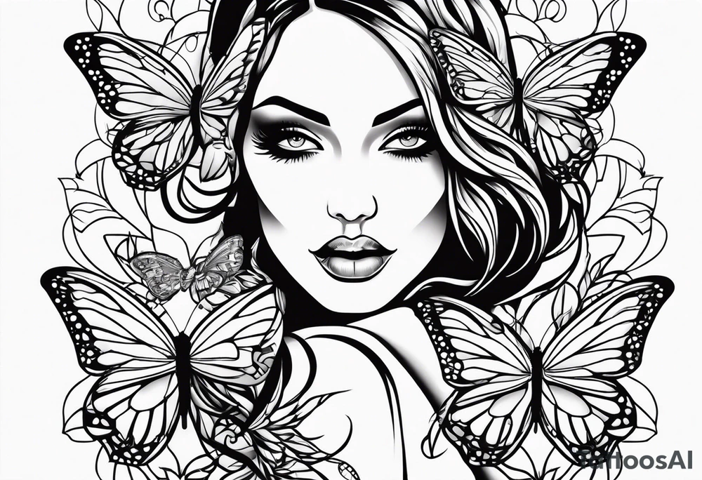 Beautiful women butterfly sarcastic comment svg tattoo idea