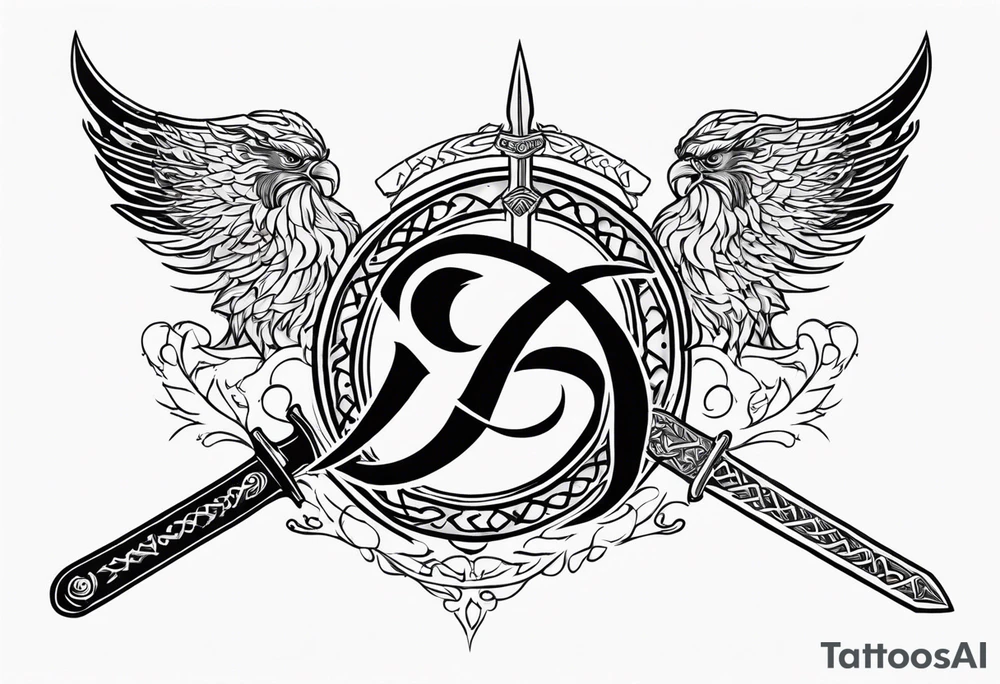 Valhalla sword viking funeral tattoo idea