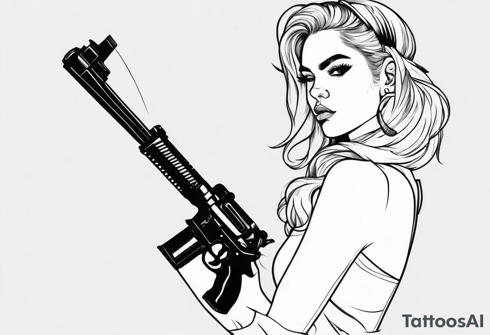capricorn girl with gun tattoo idea