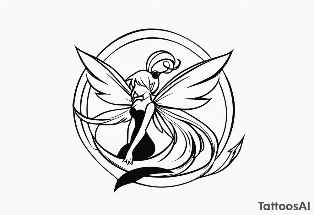 A fairy with a tail inspired by the Fairy Tail anime guild logo tattoo idea