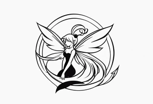 A fairy with a tail inspired by the Fairy Tail anime guild logo tattoo idea