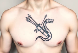 snake carrying a bunch of arrows in a quiver on its back tattoo idea