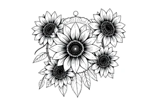 Sunflowers and roses dreamcatcher tattoo idea