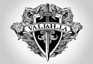 Valhalla fire sword shield stairs tattoo idea
