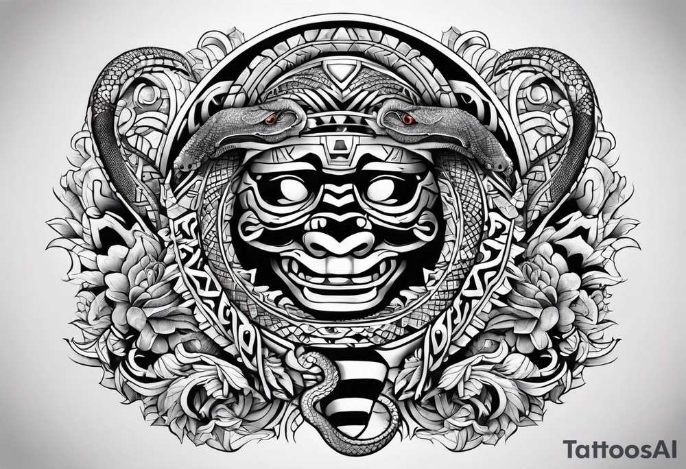 aztec snake sleeve tattoo idea