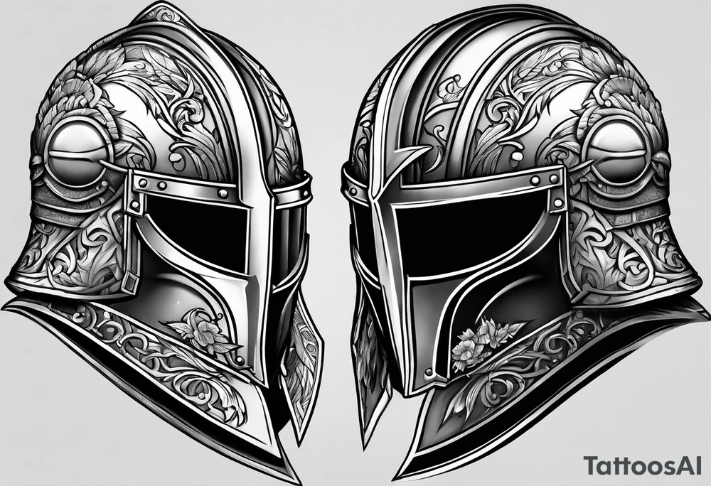 knight helmet tattoo idea