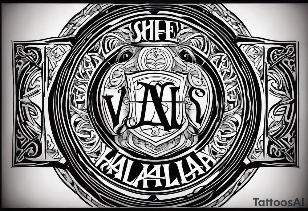 Valhalla steps round
shield sword tattoo idea