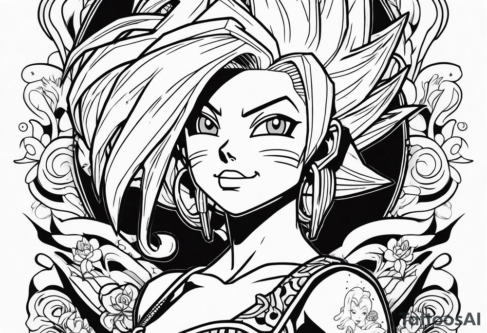 Dragon ball z character Android 18 naked tattoo idea