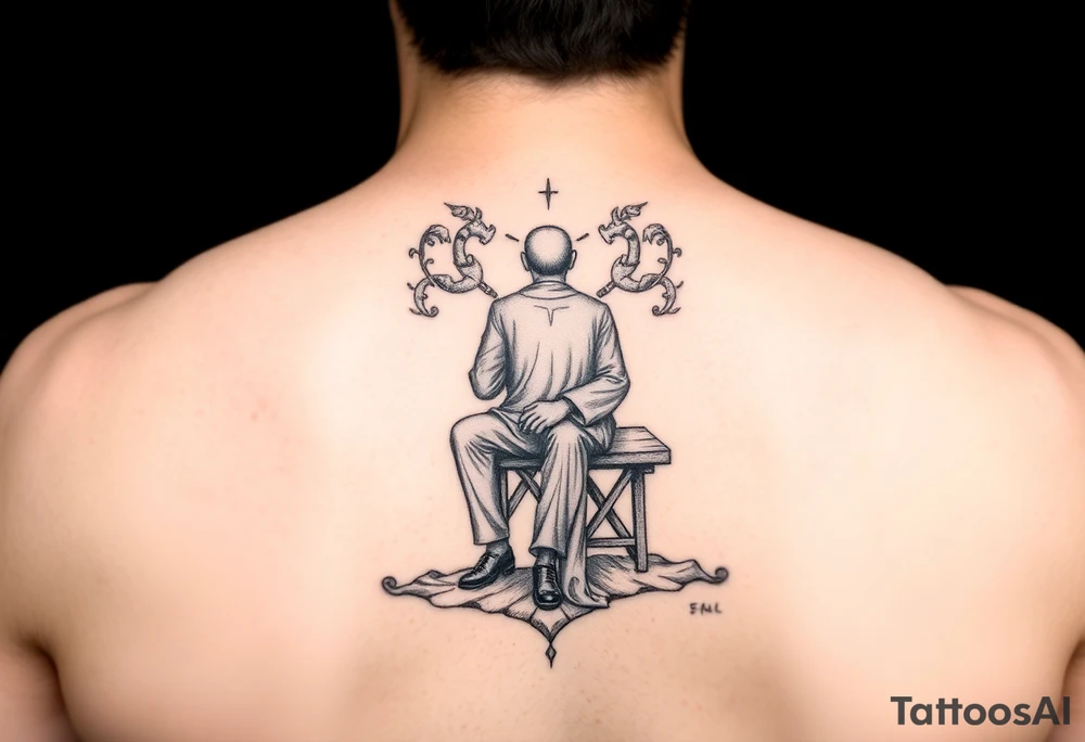 Seated mediator suicide prevention tattoo idea