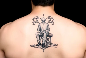 Seated mediator suicide prevention tattoo idea