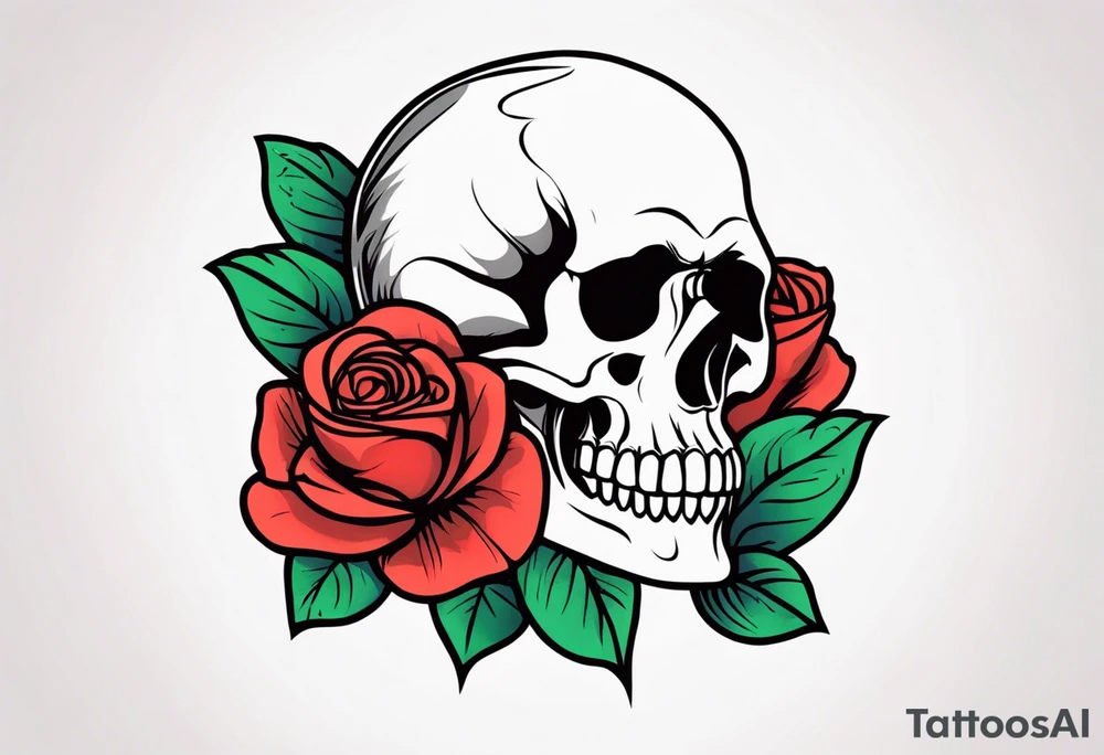 skull and roses tattoo idea