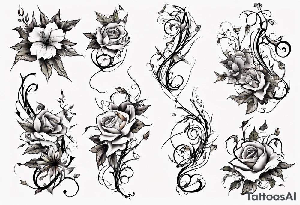 nature, flowers, vines tattoo idea
