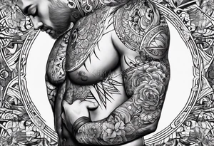 Two separate pieces one for day and one for night placed on each side of the chest on a man tattoo idea
