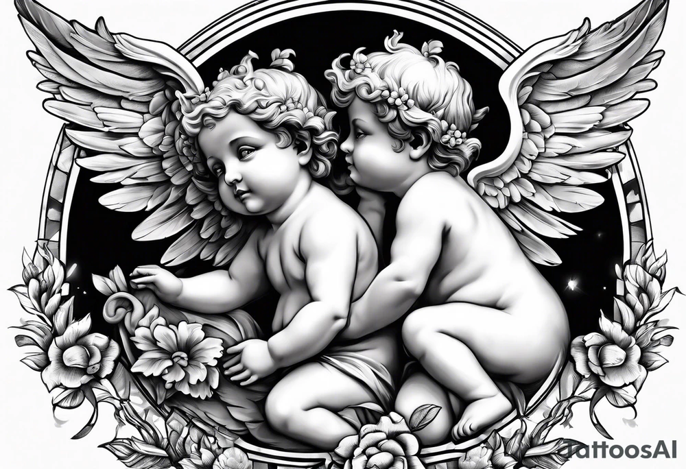putti with wings tattoo idea