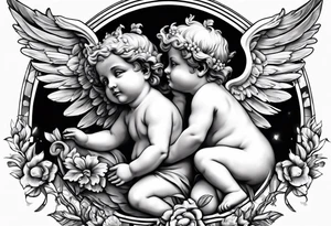 putti with wings tattoo idea