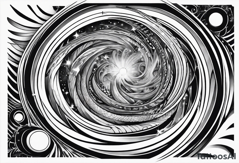Fine line small wormhole tattoo idea