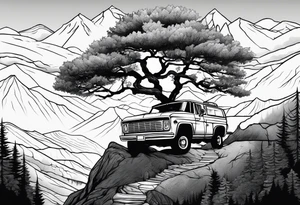 Tree mountain van climbing tattoo idea