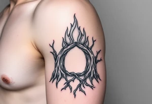 flame in roots, with a roots archway tattoo idea