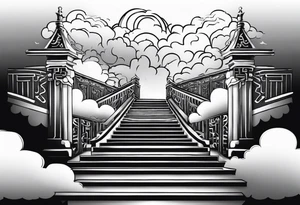 Valhalla stairs fog clouds tattoo idea