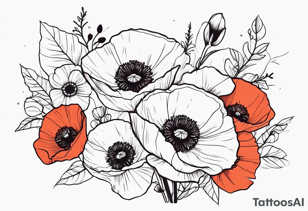 Poppy bouquet tattoo idea