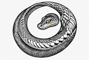 simple snake wrapped around a crescent moon, from bottom up tattoo idea